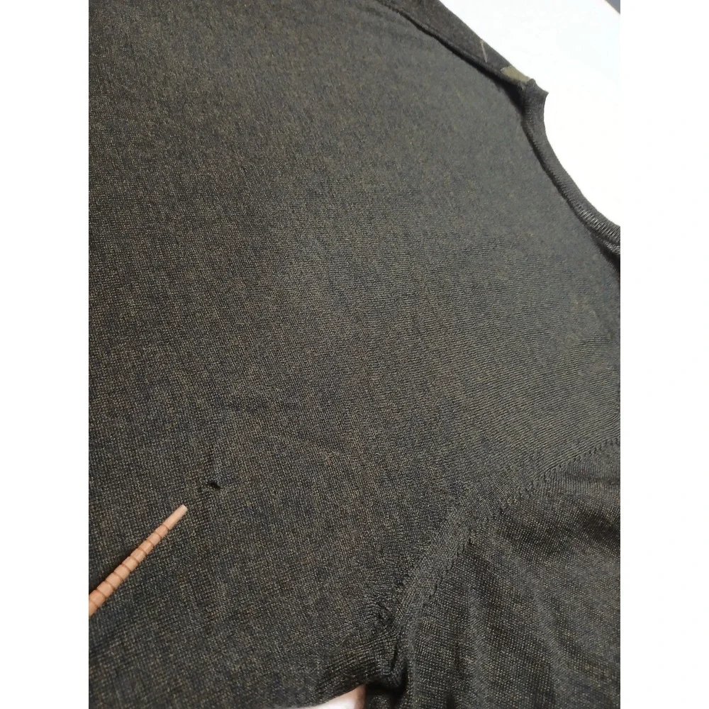 Banana Republic Men XL Sweater Extra Fine Italian Merino Wool Argyle Black Olive